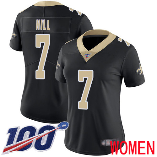 New Orleans Saints Limited Black Women Taysom Hill Home Jersey NFL Football #7 100th Season Vapor Untouchable Jersey
